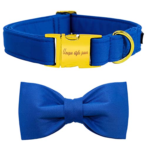 Unique style paws Hundehalsband mit Fliege, Weiches Baumwoll Halsband mit Verstärkter Goldener Metallschnalle Bequemes und Verstellbares Halsband für Kleine, Mittelgroße Hunde und Katzen von Unique style paws