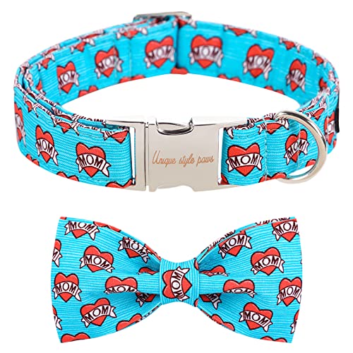 Unique style paws Hundehalsband mit Fliege, blaues Herz, Welpenhalsband, bequem, weich, Fliege, Hundehalsband, bestes Geschenk für kleine, mittelgroße und große Hunde, L Unique style paws Hundehalsband mit Fliege, blaues Herz, Welpenhalsband, bequem, weich, Fliege, Hundehalsband, bestes Geschenk für kleine, mittelgroße und große Hunde, L von Unique style paws
