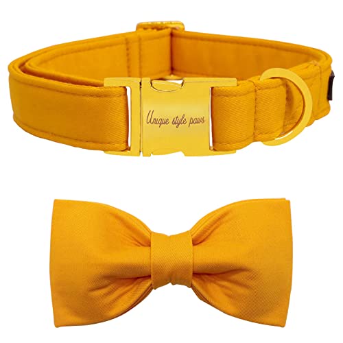 Unique style paws Hundehalsband mit Fliege, weiches Baumwollhalsband mit verstärkter goldener Metallschnalle, bequem und verstellbar, für kleine, mittelgroße und große Hunde und Katzen Unique style paws Hundehalsband mit Fliege, weiches Baumwollhalsband mit verstärkter goldener Metallschnalle, bequem und verstellbar, für kleine, mittelgroße und große Hunde und Katzen von Unique style paws