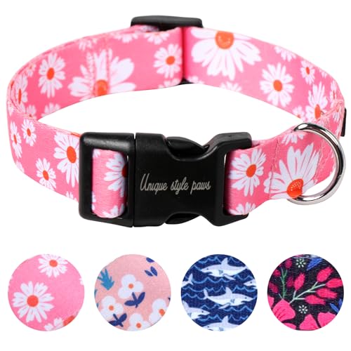 Unique style paws Hundehalsband mit Gänseblümchen-Motiv, Geschirre und Leinen für Hunde, UK-Fliege, weich, verstellbar, niedliche Blume, bequemes Halsband, Haustiergeschenk für kleine, mittelgroße und Unique style paws Hundehalsband mit Gänseblümchen-Motiv, Geschirre und Leinen für Hunde, UK-Fliege, weich, verstellbar, niedliche Blume, bequemes Halsband, Haustiergeschenk für kleine, mittelgroße und von Unique style paws