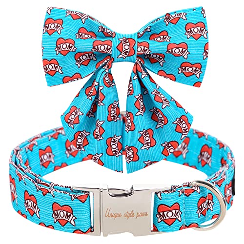 Unique style paws Hundehalsband mit Krawatte, blaues Herz, Welpenhalsband, bequem, weich, Fliege, Hundehalsband, bestes Geschenk für kleine, mittelgroße und große Hunde, M Unique style paws Hundehalsband mit Krawatte, blaues Herz, Welpenhalsband, bequem, weich, Fliege, Hundehalsband, bestes Geschenk für kleine, mittelgroße und große Hunde, M von Unique style paws