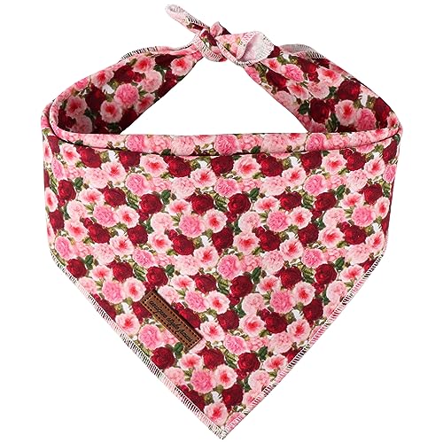 Unique style paws Hundeschal, Rot Rosa Pfingstrose Haustier Halstuch für Jungen und Mädchen, Durable Fabric Triangle Dog Scarfs, Bunte Pfingstrose Hund Halstuch für Mittlere und Große Hunde (Klein) von Unique style paws