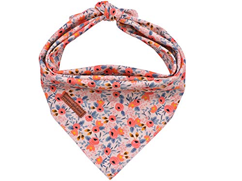 Unique style paws Hundeschal 1 STK. Waschbare Halsdreiecke aus Baumwolle Hundehalstücher für Kleine Mittel Große Hunde und Katzen Rosa Blume von Unique style paws