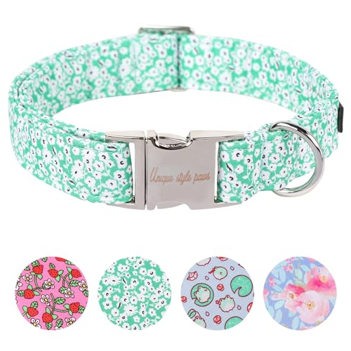 Unique style paws Sommer-Hundehalsband, Welpen-Halsband, Geschirre und Leinen für Hunde, weich, verstellbar, grün-weiße Blumen, bequemes Halsband, Haustiergeschenk für kleine, mittelgroße und große Unique style paws Sommer-Hundehalsband, Welpen-Halsband, Geschirre und Leinen für Hunde, weich, verstellbar, grün-weiße Blumen, bequemes Halsband, Haustiergeschenk für kleine, mittelgroße und große von Unique style paws