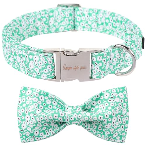 Unique style paws Sommer-Hundehalsband mit Fliege, Welpenhalsband, Geschirre und Leinen für Hunde, britische Fliege, weich, verstellbar, grün-weiße Blumen, bequemes Halsband, Haustiergeschenk für Unique style paws Sommer-Hundehalsband mit Fliege, Welpenhalsband, Geschirre und Leinen für Hunde, britische Fliege, weich, verstellbar, grün-weiße Blumen, bequemes Halsband, Haustiergeschenk für von Unique style paws