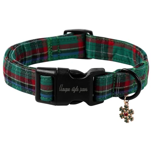 Unique style paws Weihnachts-Hundehalsband, grün, kariert, Schnellverschluss, Baumwolle, grüne Schnee-Blumen, Geschenk, langlebig, niedliches Halsband für kleine, mittelgroße und große Jungen, Mädchen Unique style paws Weihnachts-Hundehalsband, grün, kariert, Schnellverschluss, Baumwolle, grüne Schnee-Blumen, Geschenk, langlebig, niedliches Halsband für kleine, mittelgroße und große Jungen, Mädchen von Unique style paws