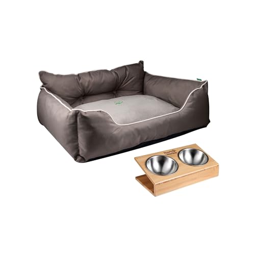 United Colors of Benetton Haustierbett | Braun | Maße 50 x 40 x 18 cm | ergonomisches Bett für mittelgroße Hunde | maschinenwaschbarer Bezug | und Futternapf aus Edelstahl und Halterung aus Bambus United Colors of Benetton Haustierbett | Braun | Maße 50 x 40 x 18 cm | ergonomisches Bett für mittelgroße Hunde | maschinenwaschbarer Bezug | und Futternapf aus Edelstahl und Halterung aus Bambus von United Colors of Benetton