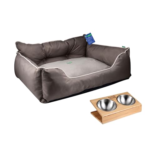 United Colors of Benetton Haustierbett | Braun | Maße 65 x 50 x 20 cm | ergonomisches Bett für mittelgroße Hunde | maschinenwaschbarer Bezug | und Futternapf aus Edelstahl und Halterung aus Bambus United Colors of Benetton Haustierbett | Braun | Maße 65 x 50 x 20 cm | ergonomisches Bett für mittelgroße Hunde | maschinenwaschbarer Bezug | und Futternapf aus Edelstahl und Halterung aus Bambus von United Colors of Benetton