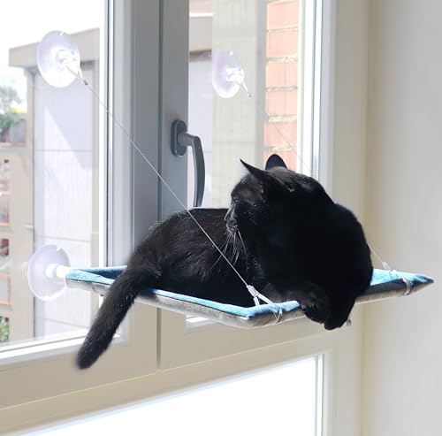 UNITED PETS Cat View Hängematte für Fenster für Katzen mit Spiel, starker Saugnapf, Design, grün, 37 x 47 cm; bequemes und Robustes Hängesessel für Katzen, geeignet für alle Fenster und Fenster von United Pets