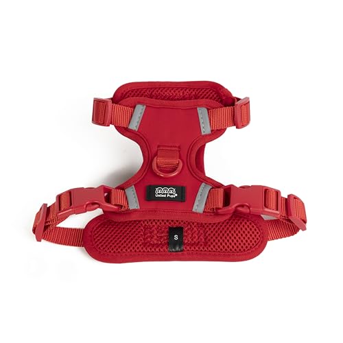 Designer-Hundegeschirr mit Tracking-Tasche – stilvoller Komfort (Cool Pups Red, Größe XL) von United Pups