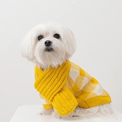 United Pups Hundepullover mit Schal für kalte Herbst/Winterwetter, warme Welpenbekleidung, Strickwaren, Hundebekleidung von Chill Pups (Gelb, Größe XL) von United Pups