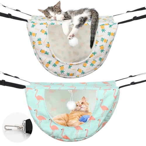 Unittype 2 Stück Katzenkäfig-Hängematte zum Aufhängen, doppellagig, weicher Plüsch, bequeme Hängematte für Innen, Kätzchen, Frettchen, Hamster, Kaninchen oder Kleintiere, 2 Stile (Ananas) von Unittype
