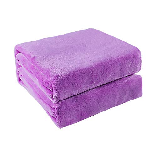 N/A Flannel Fleece-Blanket Soft Lightweight Plush Microfaser Bed Gold Couch Blanket, Light Purple Queen von Unknown