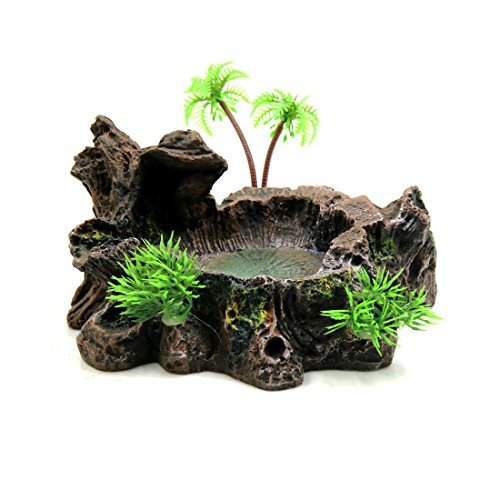 N/A Kunstharz, schwarz, realistisch, Baumstamm Design, Wasserschüssel, Terrarium, Dekoration für Reptilien von Unknown