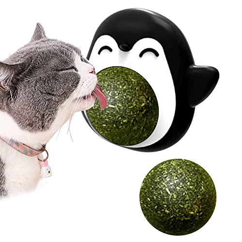 unnderwiss katzenspielzeug katzenminze Ball interaktives katzenspielzeug Um 360°-Drehung für leckende Katzen mit Aufbewahrungsdeckel und 1 austauschbaren Katzenminzeball katzenminze Spielzeug von unnderwiss