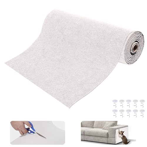 Unnosin Selbstklebend Kratzmatte Katze DIY Kratzbrett Katze Kratzteppich Katze Kratzwand Katzen Kratzschutz Sofa Katze mit 10 Reißzwecken (1 m X 0.4 m, Beige) von Unnosin