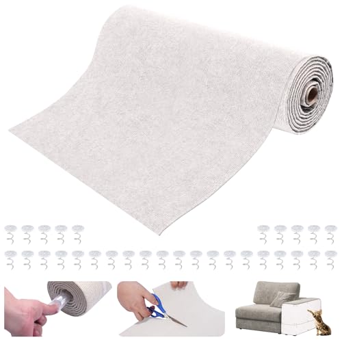 Unnosin Selbstklebend Kratzmatte Katze DIY Kratzbrett Katze Kratzteppich Katze Kratzwand Katzen Kratzschutz Sofa Katze mit 30 Reißzwecken (3 m X 0.4 m, Beige) von Unnosin
