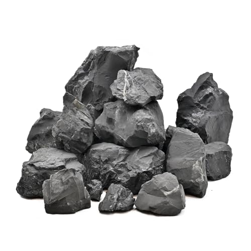 Unocho Aquarium-Steine 9KG Natürliche Schwarze Schiefer Felsen für Aquarien, Aquascaping Deko-Steine für Reptilien-Terrarien, Bonsai-Gärten & Außenbereiche – 8 Stück, 7–23cm von Unocho