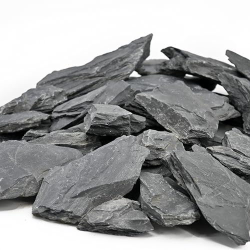 Unocho Aquariensteine 2,25KG Natürliche Schiefersteine für Aquarium, Aquascaping, Terrarien, Paludarien, Reptiliengehege, Wargaming, Modelleisenbahnen, Miniatur- oder Feengärten (5–10 cm) von Unocho