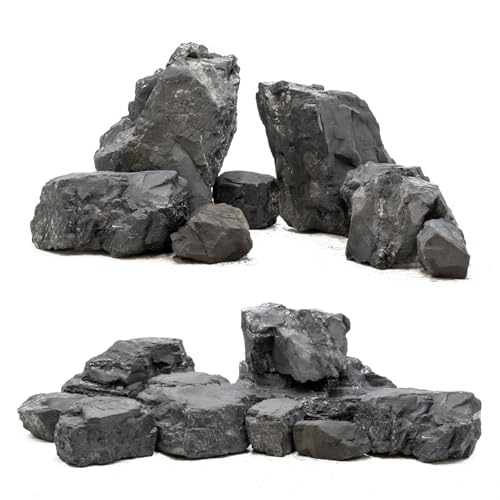 Unocho Natürliches Schiefergestein für Aquarium-Aquascaping,Terrarien,Paludarien,Reptilienbehausungen, Wargaming,Modell-Eisenbahnen,Miniatur- oder Feengärten (5LB-3-6inches(4PCS)) von Unocho
