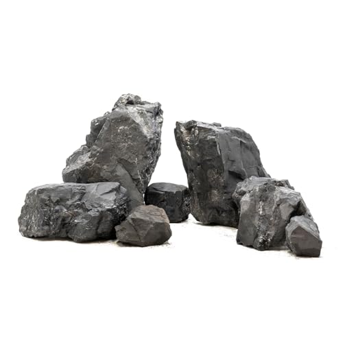 Unocho Natürliches Schiefergestein für Aquarium-Aquascaping,Terrarien,Paludarien,Reptilienbehausungen, Wargaming,Modell-Eisenbahnen,Miniatur- oder Feengärten (5LB-3-6inches(4PCS)) von Unocho