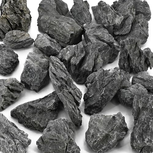 Unocho Seiryu-Felsenstein 11 LB Naturschiefer Steine 3 bis 8 Zoll Fischbecken Dekor Steine für Aquarien Landschaftsgestaltung Modell Tank Dekoration Aquarium Miniatur und Feengarten Fischbecken von Unocho