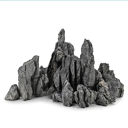 Unocho Seiryu Felsstein Natürliche Schiefersteinfelsen zur Dekoration von Fischbecken, Aquarienlandschaftsgestaltung, Modellpanzerdekoration, Aquarium-Miniatur- und Feengärten sowie Fischtanks (40LB) von Unocho