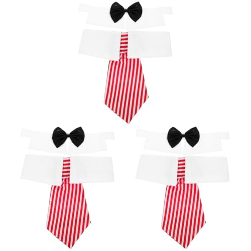 Unomor Katzenhalsbänder 3 Sätze Haustier Krawatte Hunde hundekragen Welpenhalsband binden Katzenhalsband mit Fliege dekorative Katzenkrawatte Kleidung schmücken Zubehör rot von Unomor
