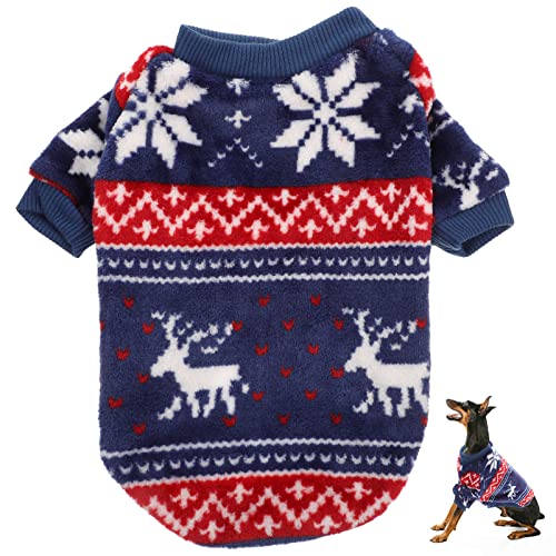 Unomor Katzenkleidung Hunde-Weihnachtskostüm-Pullover: Heimtierbedarf-Kostüm-Weihnachtskleidung – Klassische Hundekostüm-Pullover mit Schneeflocke-Elch-Muster Warme Warme von Unomor