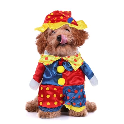 Unomor Welpenkostüme Haustier-Hundekleidung Hunde-Weihnachtskostüme Für Kleine Hunde Mädchen Jungen Weihnachtskleidung Hunde-Kapuzenpullover Clown-Förmiges Kleidungsstück Größe M von Unomor