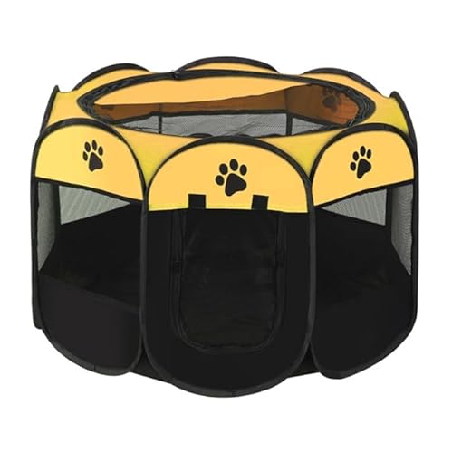 Welpenauslauf Faltbar, Welpenlaufstall für Drinnen, Laufstall Hund Pop-Up, Tragbarer Haustier Hundezaun, Hundeauslauf für Innen Hasen Katzen, für Katzen, Hunde, Kaninchen 73 x 73 x 43 cm (Gelb) von Unpoten