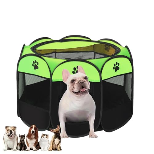 Welpenauslauf Faltbar, Welpenlaufstall für Drinnen, Laufstall Hund Pop-Up, Tragbarer Haustier Hundezaun, Hundeauslauf für Innen Hasen Katzen, für Katzen, Hunde, Kaninchen 73 x 73 x 43 cm (Grün) von Unpoten