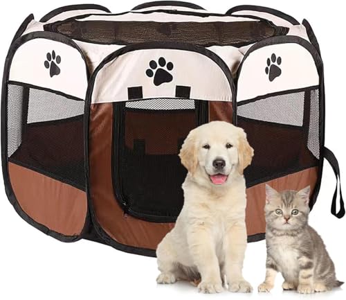 Welpenauslauf Faltbar, Welpenlaufstall für Drinnen, Laufstall Hund Pop-Up, Tragbarer Haustier Hundezaun, Hundeauslauf für Innen Hasen Katzen, für Kleine Katzen, Hunde, Kaninchen braun 73 x 73 x 43cm Welpenauslauf Faltbar, Welpenlaufstall für Drinnen, Laufstall Hund Pop-Up, Tragbarer Haustier Hundezaun, Hundeauslauf für Innen Hasen Katzen, für Kleine Katzen, Hunde, Kaninchen braun 73 x 73 x 43cm von Unpoten