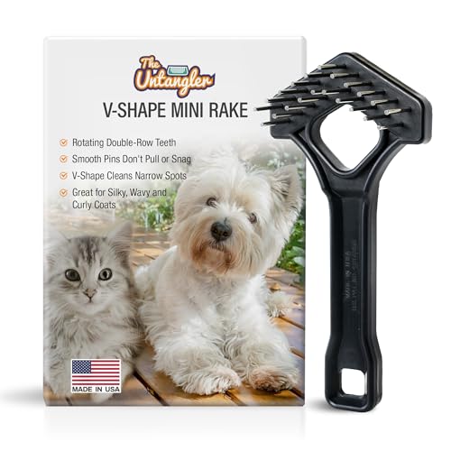 Mini-Rechen V-Form, zweireihig, 2,5 cm, rotierende Zähne, entwirrt und pflegt Hunde und Katzen von Untangler
