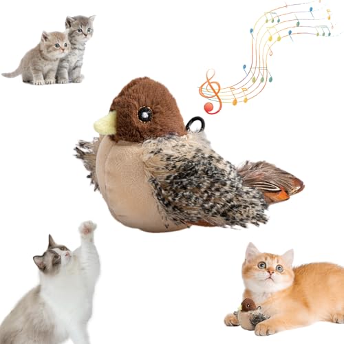 UoQo Flapping Bird Cat Toy Simulated Chirping Bird Cat Toy Interactive Bird Cat Feather Toys for Indoor Outdoor Cats Kitty Exercise von UoQo