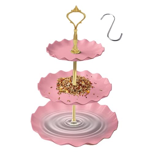 Bird Bath Feeder, Birdbath Feeder Combo, 9.45x9.45x13.78 Inches Multi-Tier Water, Easy Clean Design, Birds Food Tray for Indoor, Outdoor, Parrots, Parakeets and Budgies von Uonguon