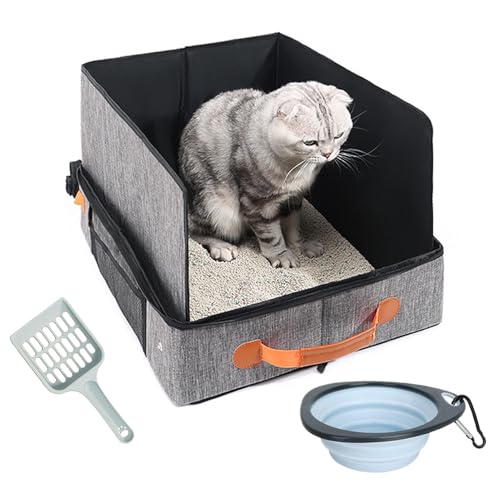 Cat Litter Boxes Hard Bottom, Water-Resistant Foldable with Lid and Handle, Easy Carrier Toilet for Car, Airplane, Hotel Stays, Lightweight, Hygienic, Travel Litter Box for Cats von Uonguon