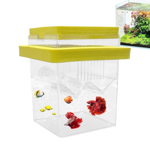 Fish Isolation Box, Aquarium Hatchery Incubator, Floating Acclimation Bin, Suction Cup Design, Sturdy Construction, 3.39x3.39x4.13 Inches, Perfect for Guppy and Betta Aquatic Separation von Uonguon