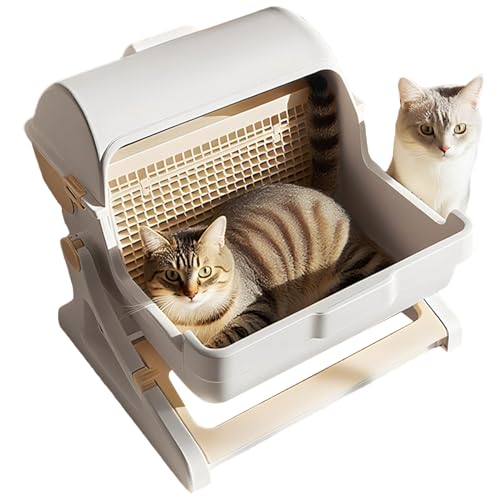 Smart Cat Litter Box, Semi Automatic Large Cleaner, 19.69x19.69x18.11 Inches Odorless Deodorizer Open Top Design, Intelligent Pet Waste Solution for Corners, Furniture Areas, Travel, Outdoor Cat Care von Uonguon