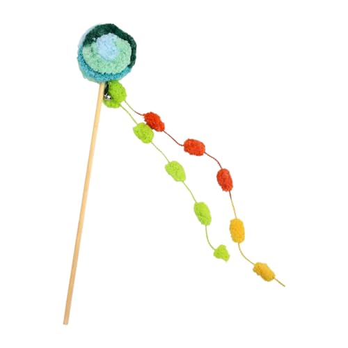 Uonguon Katzenstaberspielzeug - Interaktiver Lollipop -Kätzchen -Teaser für Bewegung, Langeweile Relief, mit Bell Sound Playtime, Haustieraneraterschaft Stick für Wohnzimmer Wohnzimmer Home Outdoor von Uonguon