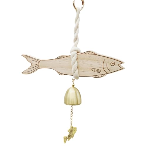 Uonguon Shopkeepers Bell for Door Opening, Rustic Wooden Door Chime with Fish Design, 7.87x1.57 Inches Easy to Install Doorbell at Home Decor, Cafe, Dorm, Studio, Apartment, Entry Ways, Living Rooms Uonguon Shopkeepers Bell for Door Opening, Rustic Wooden Door Chime with Fish Design, 7.87x1.57 Inches Easy to Install Doorbell at Home Decor, Cafe, Dorm, Studio, Apartment, Entry Ways, Living Rooms von Uonguon