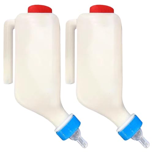 Uoqpty Lammflasche - Zwei Flaschen Für Lämmchen,Tierpflegehilfe Mit Skala Und Griff Für Ziege Kuh Schaf Kleintiere von Uoqpty