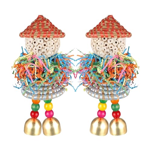 Uoqpty Sittich Futter Suchspielzeug - 2-teilige Wellensittich Spielzeuge zum Zerkleinern - Kauball zur Futtersuche für Papageien zur Bewegung und Bereicherung im Spielkäfig für Ara Fink Nymphensittich von Uoqpty