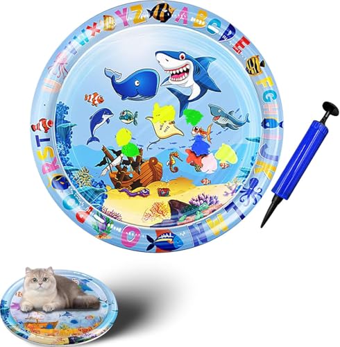 Uoqpty Wassermatte Katzen Kratzfest - Hunde-Katzen Spiel & Kühl Wassermatte, Verdickte Wassermatte Katze Mit Eine Fahrradpumpe, Sommer Cool Aufblasbare Wassersensor Spielmatte, 65x65x5cm Uoqpty Wassermatte Katzen Kratzfest - Hunde-Katzen Spiel & Kühl Wassermatte, Verdickte Wassermatte Katze Mit Eine Fahrradpumpe, Sommer Cool Aufblasbare Wassersensor Spielmatte, 65x65x5cm von Uoqpty