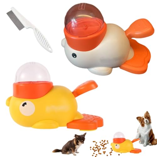 Duck Treat Dispenser with Button, Duck Dog Treat Dispenser, 2-in-1 Dog Interactive Slow Feeder Food Puzzle Toy, Slow Feeder Bowls Reduces Durable and Safe (2 Pcs- Mix) von Uornwz
