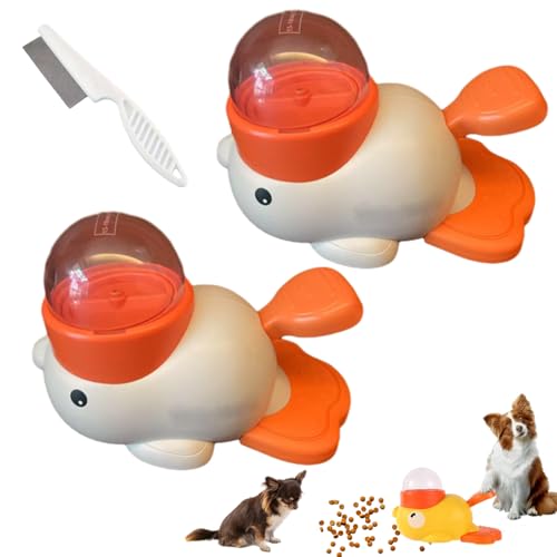Duck Treat Dispenser with Button, Duck Dog Treat Dispenser, 2-in-1 Dog Interactive Slow Feeder Food Puzzle Toy, Slow Feeder Bowls Reduces Durable and Safe (2 Pcs-White) von Uornwz