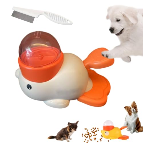 Duck Treat Dispenser with Button, Duck Dog Treat Dispenser, 2-in-1 Dog Interactive Slow Feeder Food Puzzle Toy, Slow Feeder Bowls Reduces Durable and Safe (White) von Uornwz