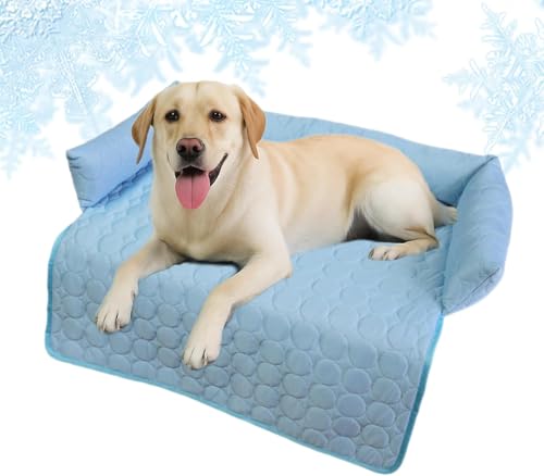 HeatRelief Kühlendes Hundebett – Pelzbarn Selbstkühlendes Sofabett für Hunde & Katzen, Eisseide Hundekühlbett mit Rutschfester Unterseite, Waschbar, 70/90 cm, für Sommer & Reisen (Blau, M:70*70cm) von Uornwz