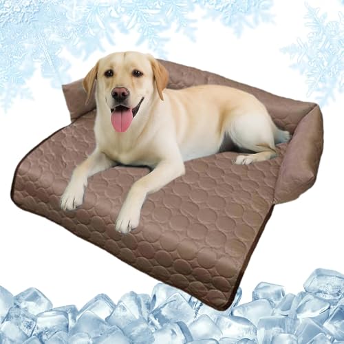 HeatRelief Kühlendes Hundebett – Pelzbarn Selbstkühlendes Sofabett für Hunde & Katzen, Eisseide Hundekühlbett mit Rutschfester Unterseite, Waschbar, 70/90 cm, für Sommer & Reisen (Braun, L:90*90cm) von Uornwz