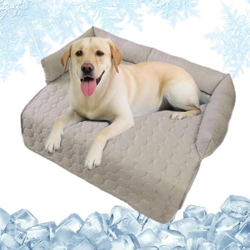 HeatRelief Kühlendes Hundebett – Pelzbarn Selbstkühlendes Sofabett für Hunde & Katzen, Eisseide Hundekühlbett mit Rutschfester Unterseite, Waschbar, 70/90 cm, für Sommer & Reisen (Grau, M:70*70cm) von Uornwz